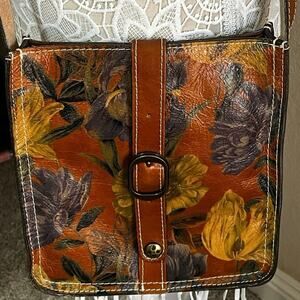 Patricia Nash Brown Floral Crossbody Bag Boho Vintage Style Adjustable Strap